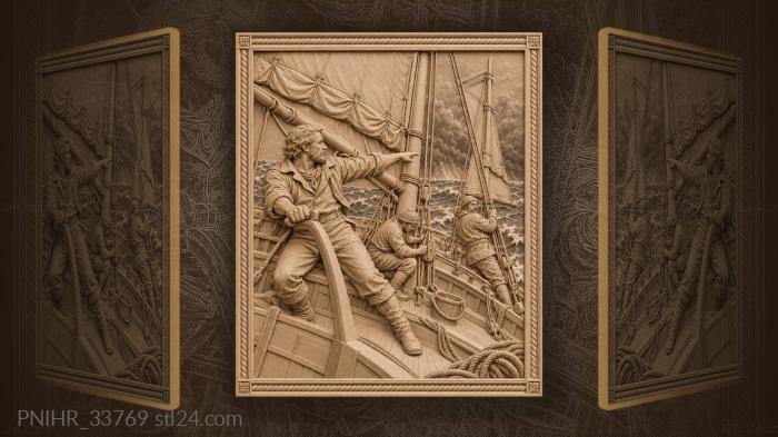 Sailor clinging to shrouds as she heels 3d STL model