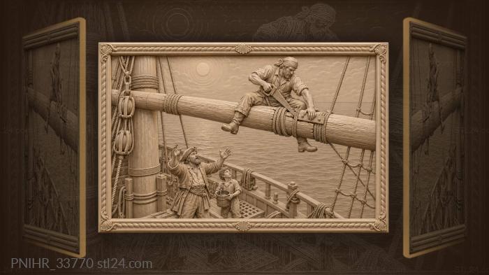 Bosun guides carpenter beside tar bucket 3d STL model