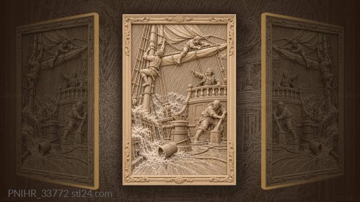Seaman scrambles up to douse sail 3d STL model