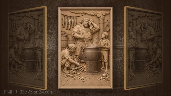 Ships cook with cauldron and crew 3d STL model
