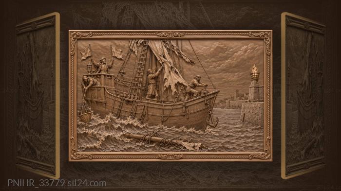 Seaman cutting away the tattered sail 3d STL model