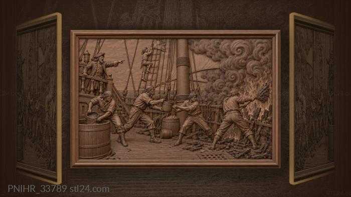 Shipboard fire dramatic sea rescue 3d STL model