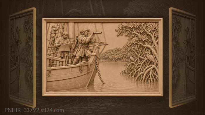 Caravel at anchor mangrove coast captain 3d STL model