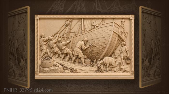 Boy carries hot pitch toward stern 3d STL model