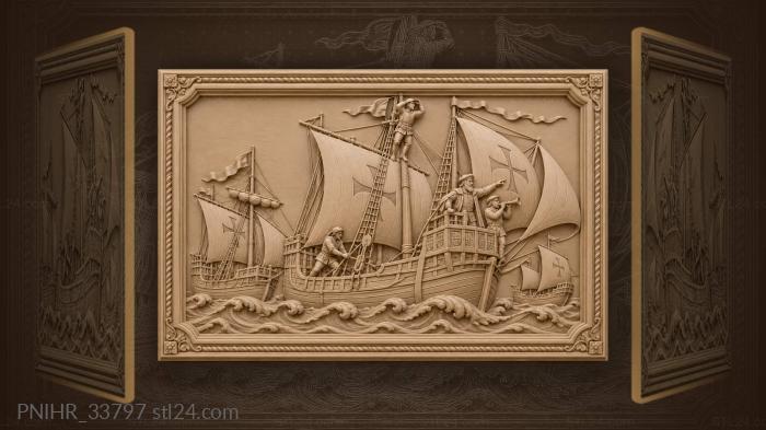 Sailing squadron majestic naval scene 3d STL model