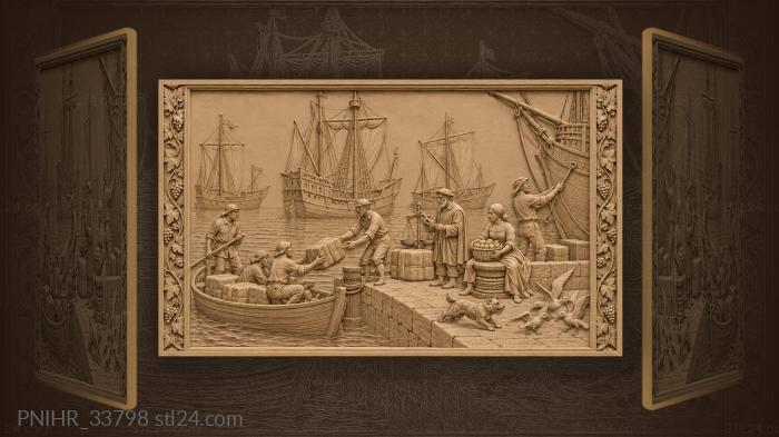 Longboat delivers cloth to harbor 3d STL model