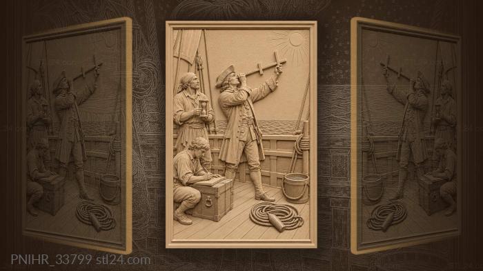 Scribe logs navigator reading beside sea chest 3d STL model
