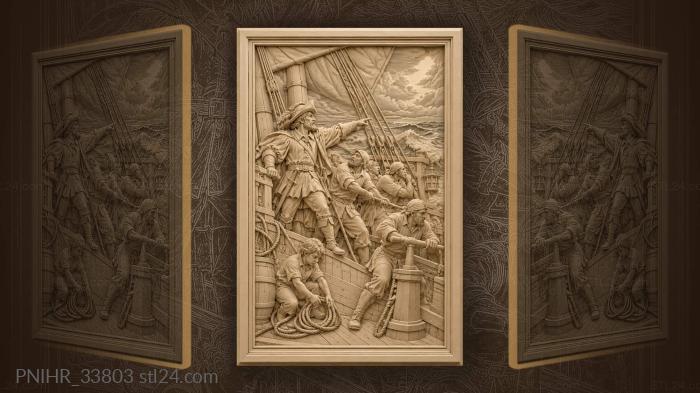 Captain points at a gap in clouds 3d STL model
