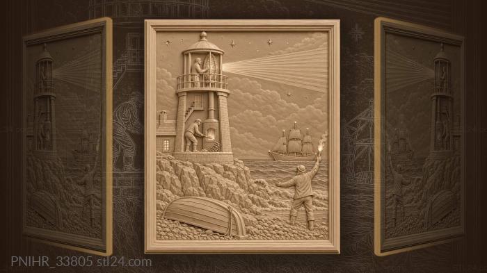 Lighthouse in the misty night 3d STL model