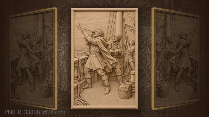Deckhand steadies compass during solar reading 3d STL model