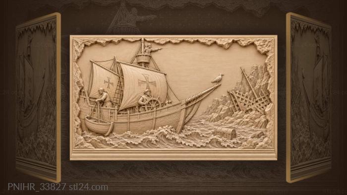 Boat lowered toward the broken ship 3d STL model