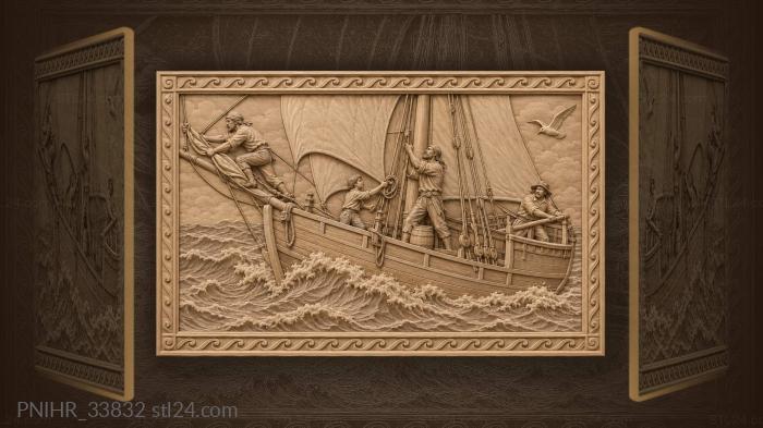 Cabin boy passing a rope to the helmsman 3d STL model