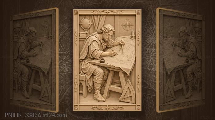 Candle stub drips beside the sea chart 3d STL model