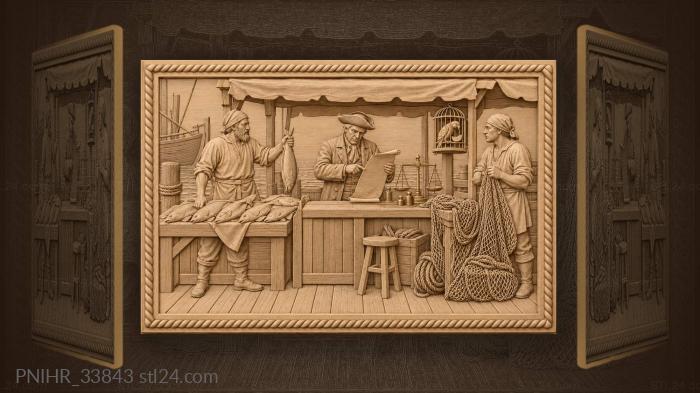 Inspector audits cargo beside the feeding parrot 3d STL model