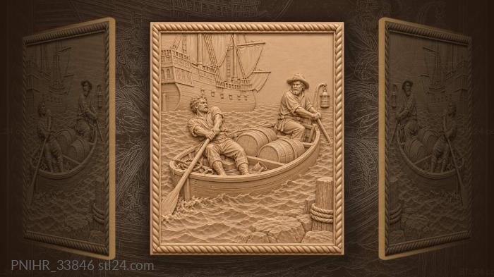 Helmsman guides the cask boat through ripples 3d STL model