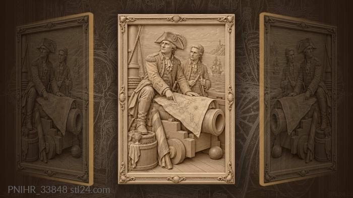 Beside cannon captain traces reef symbol 3d STL model