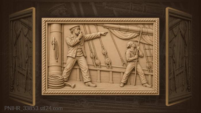 Sailor grips halyard as whistle trills 3d STL model