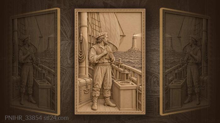 Shuttered lantern rests by the compass box 3d STL model