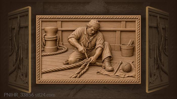 Sailor splicing thick mooring rope 3d STL model