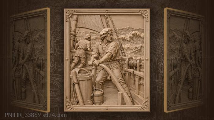 Helmsman gripping the whipstaff with both hands 3d STL model