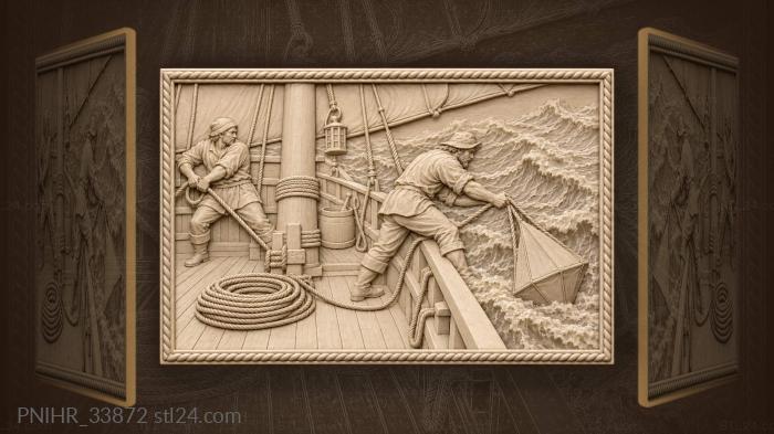Oil bucket behind the mast on deck 3d STL model