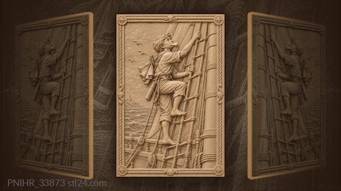 Young sailor climbs ship’s rigging 3d STL model