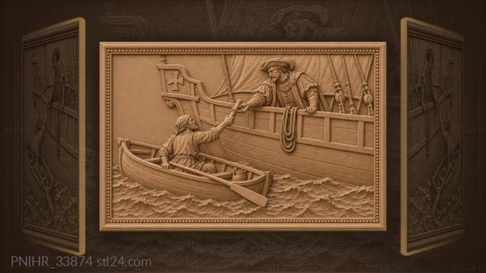 Skipper takes dispatch from passing rowboat 3d STL model