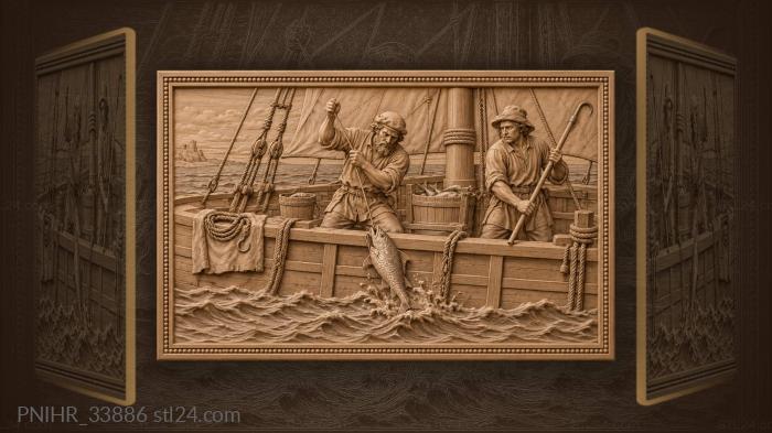 Sailing ship fishing silver haul 3d STL model