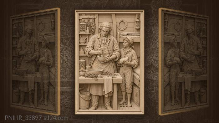 Sickbay scene with doctor and assistant 3d STL model