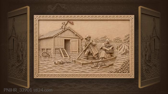 Flood waters rescue farm animals 3d STL model