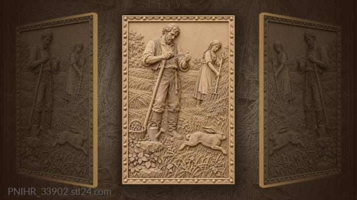 Mower sharpening scythe hay harvest girl 3d STL model