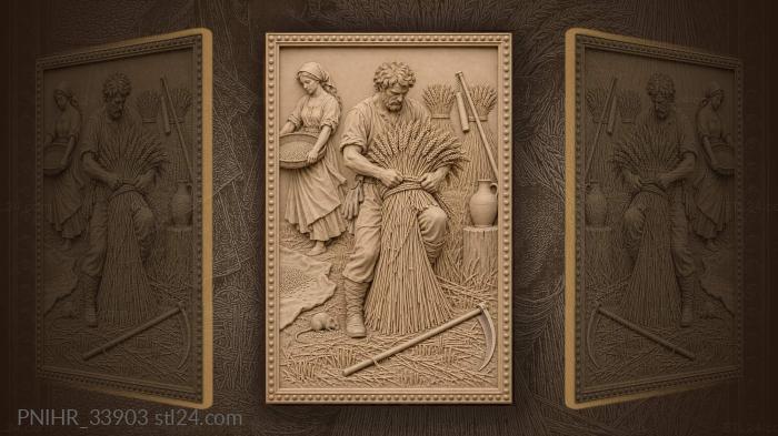 Worker knots wheat as grain arrives 3d STL model