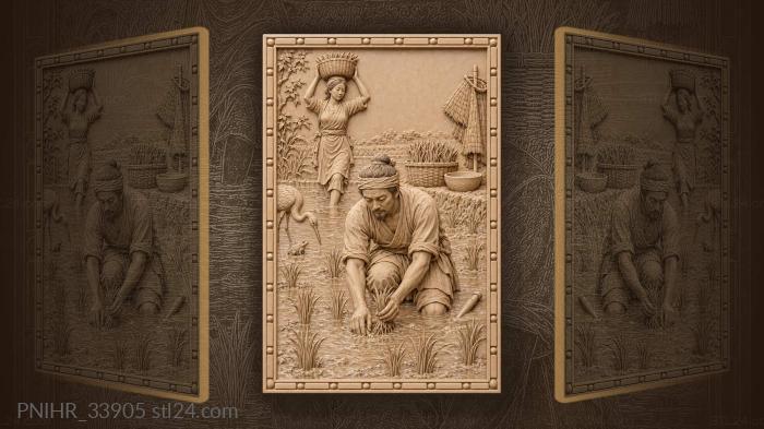 Rice planting in flooded fields 3d STL model