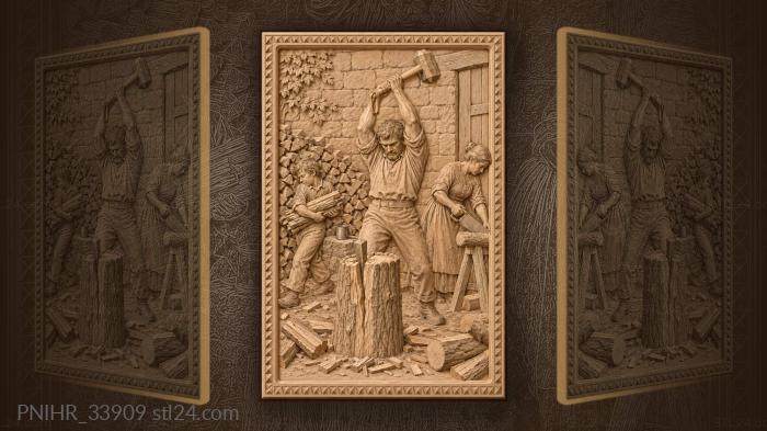 Woodcutter’s labor family hearth warmth 3d STL model