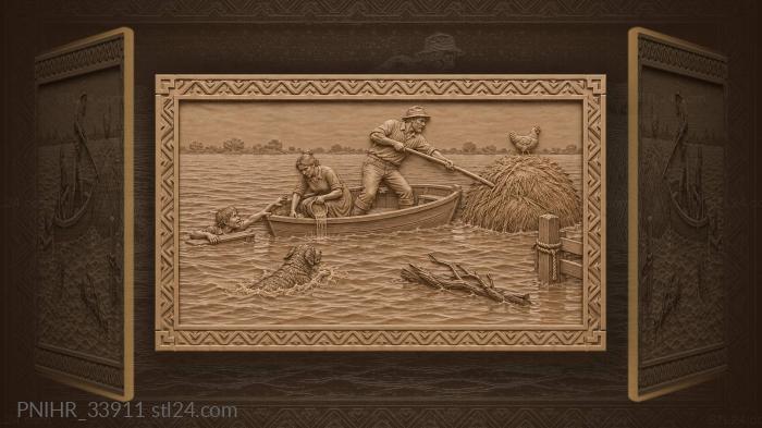 Floodplain boat haystack rescue scene 3d STL model