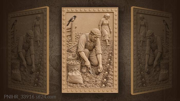 Planting potato sets in a straight row 3d STL model