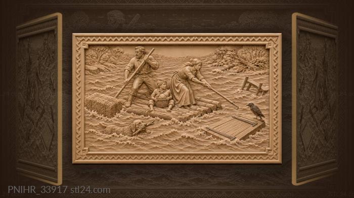 River rescue with hen and dog 3d STL model