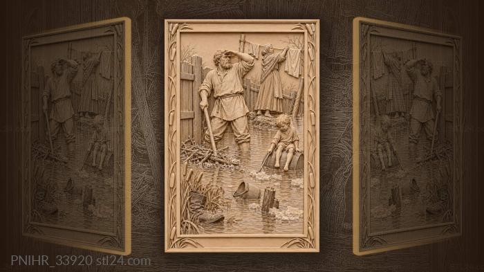 Farmer clears ditch beside gate 3d STL model