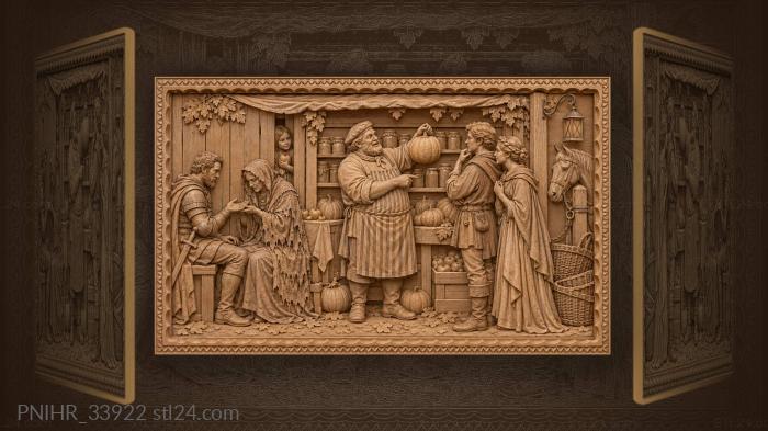Autumn fair merchant and pumpkin sale 3d STL model