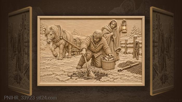 Gaff reaching water beside shaggy pony 3d STL model