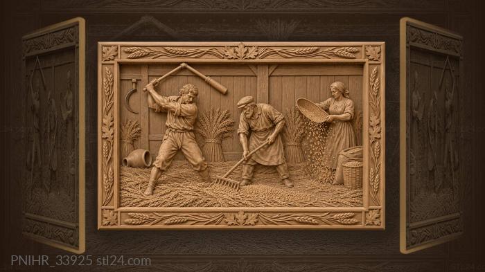 Flail striking spread wheat stalks 3d STL model