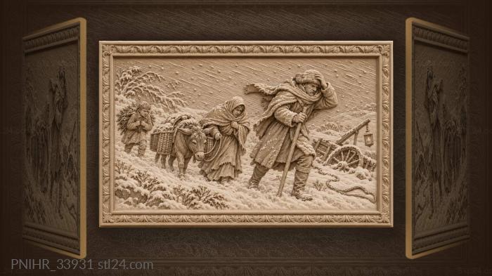 Travelers struggle through a snowstorm 3d STL model