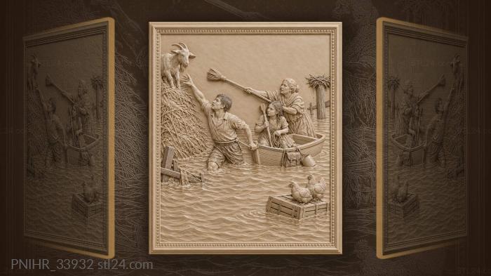 Peasant rescues a goat from the flood 3d STL model