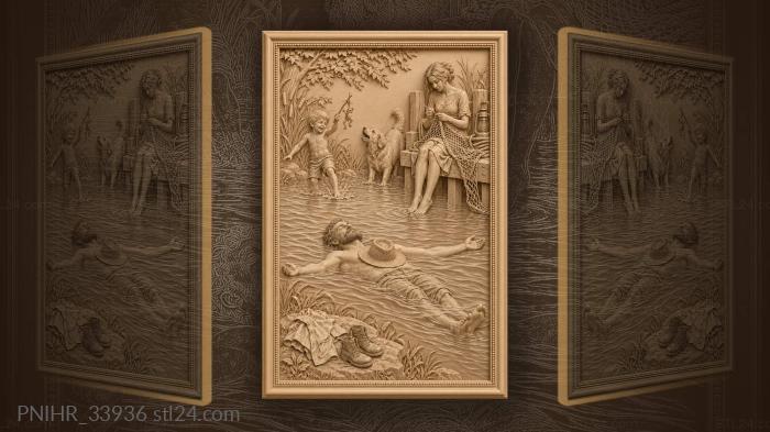 Family relaxes by the river 3d STL model