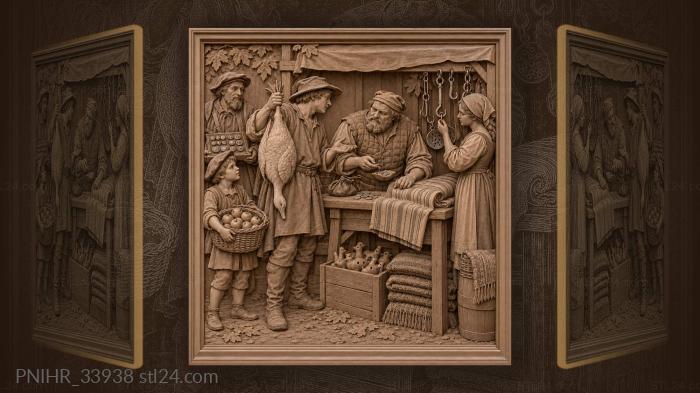 Merchant sells a goose at market 3d STL model