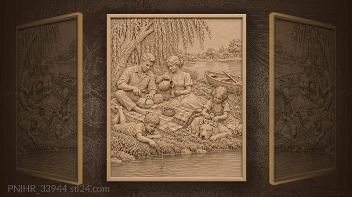 Riverside picnic with the whole family 3d STL model