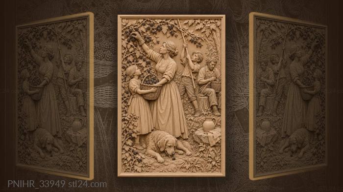 Family gathering blackberries 3d STL model