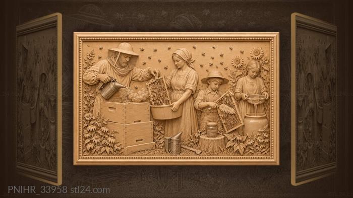 Beekeepers harvesting honey together 3d STL model