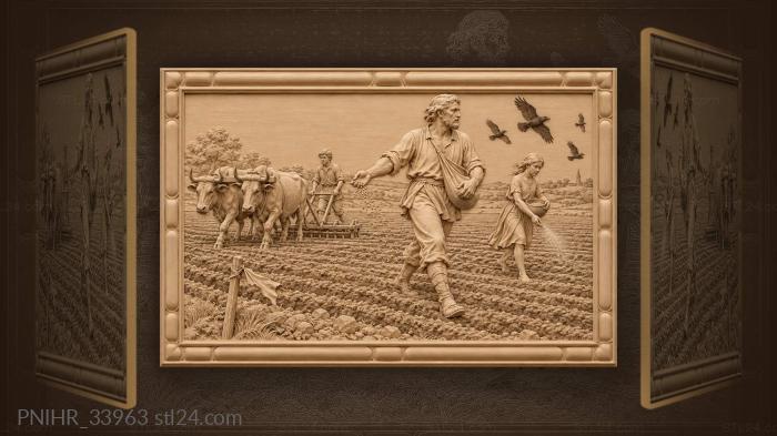 Sower walking across the spring field 3d STL model