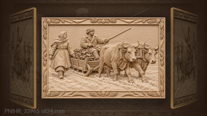 Winter farm work hauling manure 3d STL model